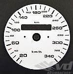 gauge face white 964/993 Speedometer km/h + BC