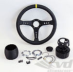 Atiwe Steering Wheel Kit - Race - Black Leather - Yellow Indicator - 350 mm - For Models With AB
