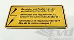 Klebeschild Drehstromgenerator/Regler