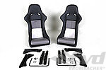 RS Replica Seat Set 964 / 993 - Leather - Black / Gray Inserts -  Includes Adapters + Sliders