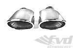 Exhaust Tip Set 993 Wide Body - Classic Design - Oval - Polished Stainless Steel - 4.6" W x 3.5" H