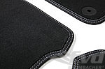 Jeu de tapis 4 pièces 991- velours anthracite - bordures en cuir - surpiqûres argentées - Pepita