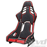 RECARO PODIUM CF, cushion pads Black Alcantara/Red Leather - Size L ( FIA/TUV), Passengerside