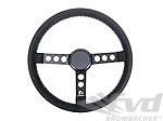 Steering Wheel 3-Spokes Ø 360mm - Black Alcantara - Black Spokes - Black Horn Ring