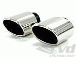 Exhaust Tip Set 993 Narrow Body - Classic Design - Oval - Polished Stainless Steel - 4.6" W x 3.5" H