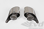 Sport Exhaust Tip Set 993 Narrow Body - Angle Cut Design - Polished Stainless Steel - 4.7"W x 3.3"H