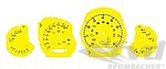 FVD Brombacher Instrument Face Set 991.1 Turbo - Racing Yellow - PDK - MPH - With Logo + Tach Ring