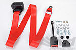 Seat Belt 964 / 993 - Front - Red - With 22cm Buckle + Mounting Kit - German Aftermarket