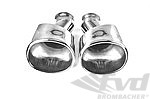 Exhaust Tip Set 993 Wide Body - Classic Design - Oval - Polished Stainless Steel - 4.6" W x 3.5" H