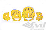Jeu de fonds de compteur racing jaune 991 Turbo - mp/h - PDK