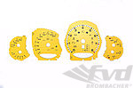 Jeu de fonds de compteur racing jaune 991.2 Turbo S, PDK, MPH, Fahrenheit