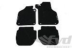 Floor Mat Set 911 / 930 - Black Velour - Black Leather Edging - Black Stitching - Brombacher Logo