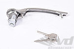 Door handle left with lock ylinder and key, chrome ( 63-67 )