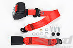 Seat Belt 911 - Rear - Red - 3 Point with 30cm Buckle + Installation Kit - German Aftermarket