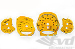 Jeu de fonds de compteur racing jaune 991 Turbo S, PDK,  mp/h, Fahrenheit
