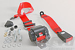 Seat Belt 911 - Front - Red - 3 Point with 30cm Buckle + Installation Kit - German Aftermarket