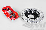 Sport Brake System - FRONT - BREMBO GT - 6 Piston - Drilled - Size 355 x 32 mm, Caliper red