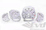 Instrument Face Set 991.2 Turbo - Silver - PDK - MPH - Fahrenheit - With Logo - Silver Ring Tach