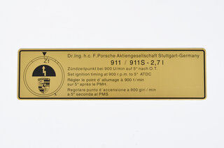 Klebeschild Zündzeitpunkt 911, 74-75