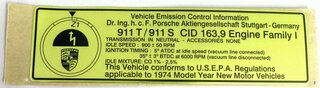 Sticker 911  1974 - Exhaust Adjustment