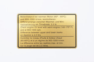 Klebeschild Motorölstand 60°-80°C