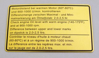 Klebeschild Motorölstand