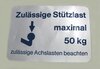 Klebeschild Stützlast