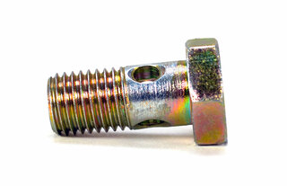 Banjo Bolt - yellow galvanized-wrench size 12mm-head thickness 4mm-length 21mm-Ø hole 4,1mm