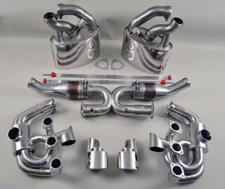 Klappen-Abgasanlage "Brombacher" 993 , 100Zeller, 2x Endrohr oval  Export Edelstahl