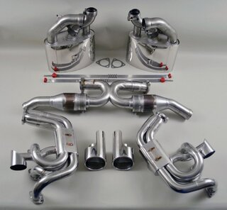 Klappen-Abgasanlage "Brombacher" 993 , 100Zeller, 2x Endrohr oval  Export Edelstahl