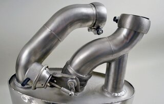 Klappen-Abgasanlage "Brombacher" 993 , 100Zeller, 2x Endrohr oval  Export Edelstahl
