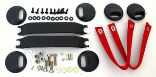 RS Door Handle + Pull Kit 911 / 930 / 964 / 993 - Black Leather Handles + Guards Red Door Pulls