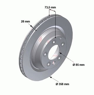 Bremsscheibe HA 955/957/958 Turbo/S, Ø358x28mm außenbelüftet