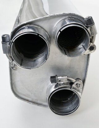 Silencieux sport "Brombacher" 997 turbo, à clapets avec cata.sport 200 cellules (TUV) inox