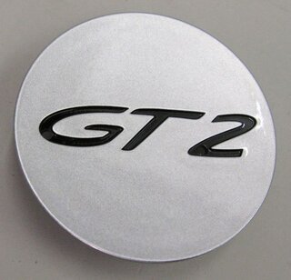 Center Cap - Gloss Silver with GT2 Logo in Black - Concave