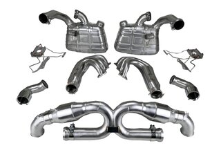 Exhaust System 996 GT3 MK1 "Brombacher GT" (Sound Version), Stainless, 200 Cell Cats, Dual 2x90 mm T