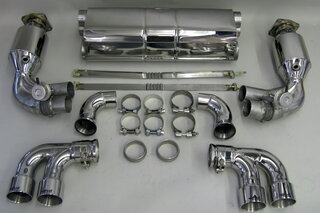 Silencieux sport "Brombacher" 997 turbo, à clapets avec bypass de cata (export) inox