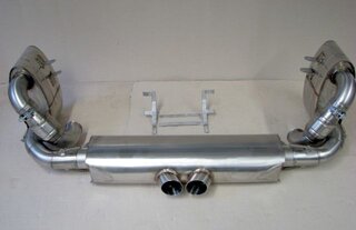 Ligne échappt. "M&M" RACE 997 RSR, Stainless Steel jeu Bypass Catalyseur, with Tips 2x76mm