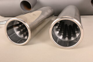 Sport Exhaust, Painted Stainless Steel, Straight Polished Twin Tail Pipes 356 A/b/c