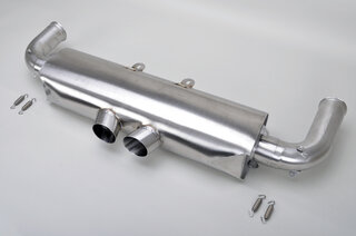 Race Center Muffler + Elbows 997.1 GT3 Cup / Cup S - Stainless Steel - Dual 3" (76 mm) Slash Cut Tip