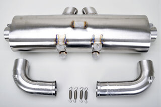 Race Center Muffler + Elbows 997.1 GT3 Cup / Cup S - Stainless Steel - Dual 3" (76 mm) Slash Cut Tip