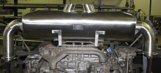 Race Center Muffler + Elbows 997.1 GT3 Cup / Cup S - Stainless Steel - Dual 3" (76 mm) Slash Cut Tip