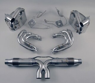Exhaust System 997.2 GT3 10- "Brombacher" (Sound Version), Stainless, 200 Cell Cats, Dual Tips