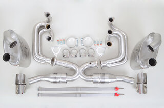 Abgasanlage "Brombacher Race" 993, 100 Zeller, 2x Endrohr oval Export Edelstahl