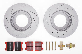 Bremsenservice-Kit komplett - VA SPORT 911 69-83 ( gelochte Bremsscheiben+EBC "Redstuff" )