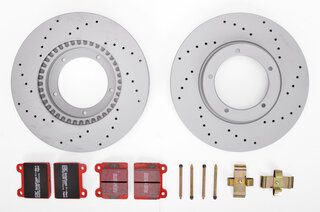 Bremsenservice-Kit komplett - VA SPORT 911 69-83 ( gelochte Bremsscheiben+EBC "Redstuff" )