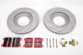Bremsenservice-Kit komplett - VA SPORT 911 69-83 ( gelochte Bremsscheiben+EBC "Redstuff" )