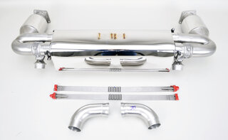 Silencieux sport "Brombacher" 997.2 turbo, à clapets avec cata.sport 200 cellules (export) inox
