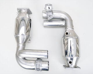 Silencieux sport "Brombacher" 997.2 turbo, à clapets avec cata.sport 200 cellules (export) inox