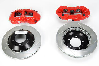 Brembo-Sport System GT (6-Kolben) 355x32mm, VA geschlitzte Scheiben, Bremssattel rot